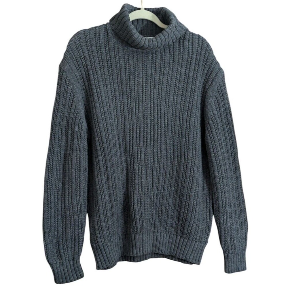 NWT Old Navy Women's Medium Black Gray Chunky Knit Turtle Neck Sweater